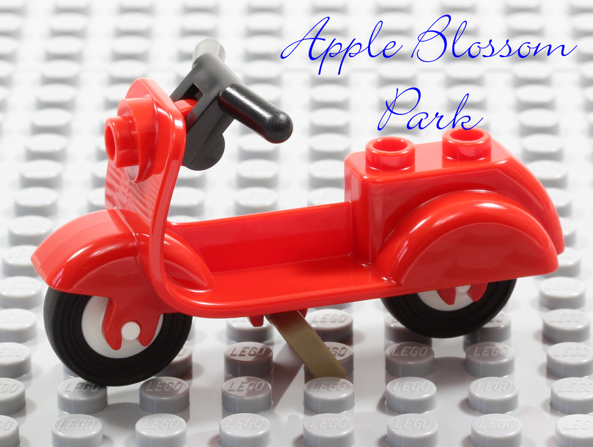 NEW Lego Minifig Red SCOOTER -Riding Cycle Moped Bike w/Black Wheels Tires 10243