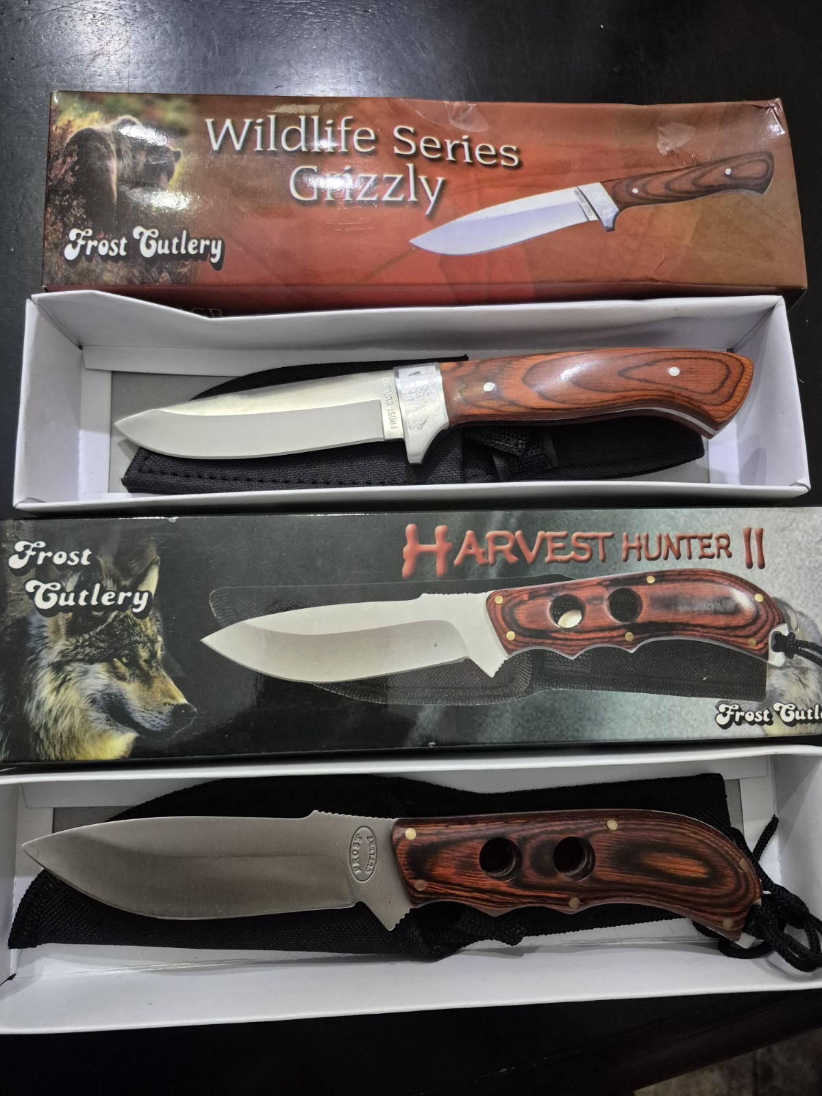 frost cutlery Harvest Hunter And Grizzly Series Fixed Blade Hunting Knife Pair