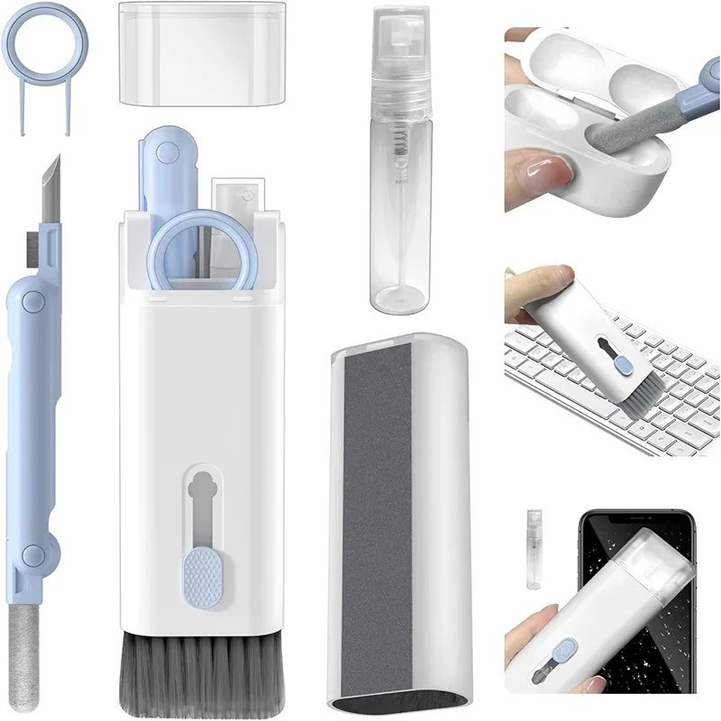 7 in 1 Keyboard Cleaner Kit Cleaning Brush Pen Keycap Puller for PC Earbuds