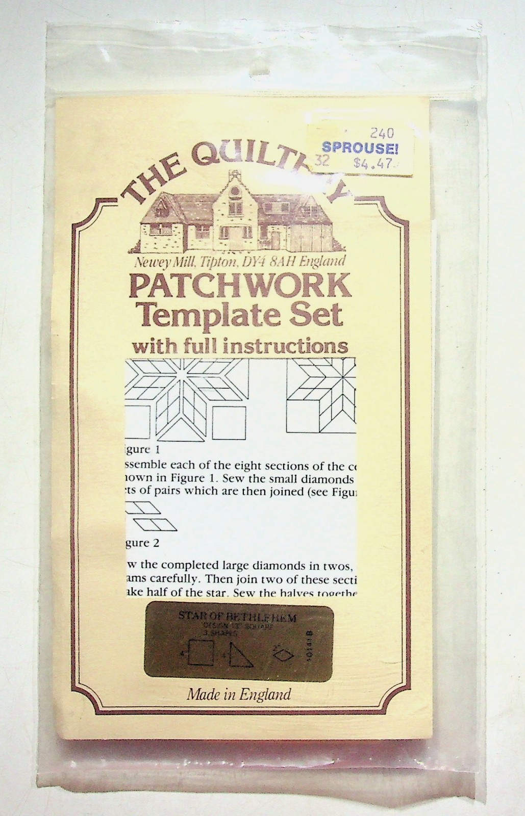 The Quiltery Patchwork Template Set Star Of Bethlehem 10141 B England Quilti NOS