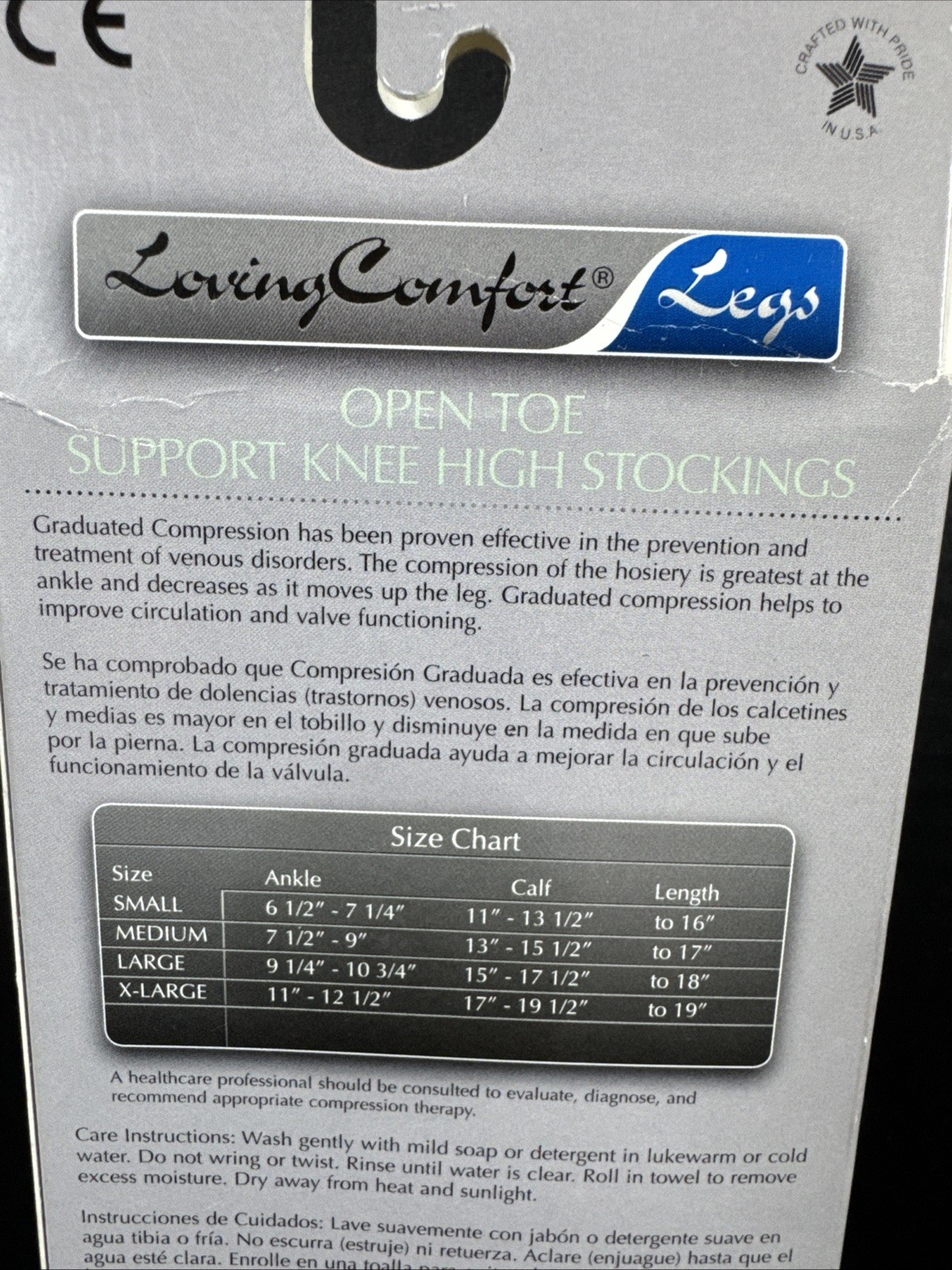 Loving Comfort X-L Knee High Support Stockings Open Toe X-Firm Compression 30-40