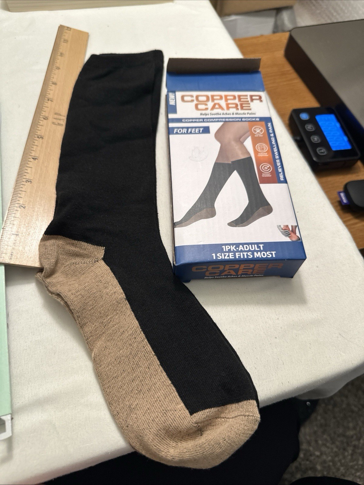 Copper Care Compression Socks Knee High Adult One Size Fits Most Black BNIB!