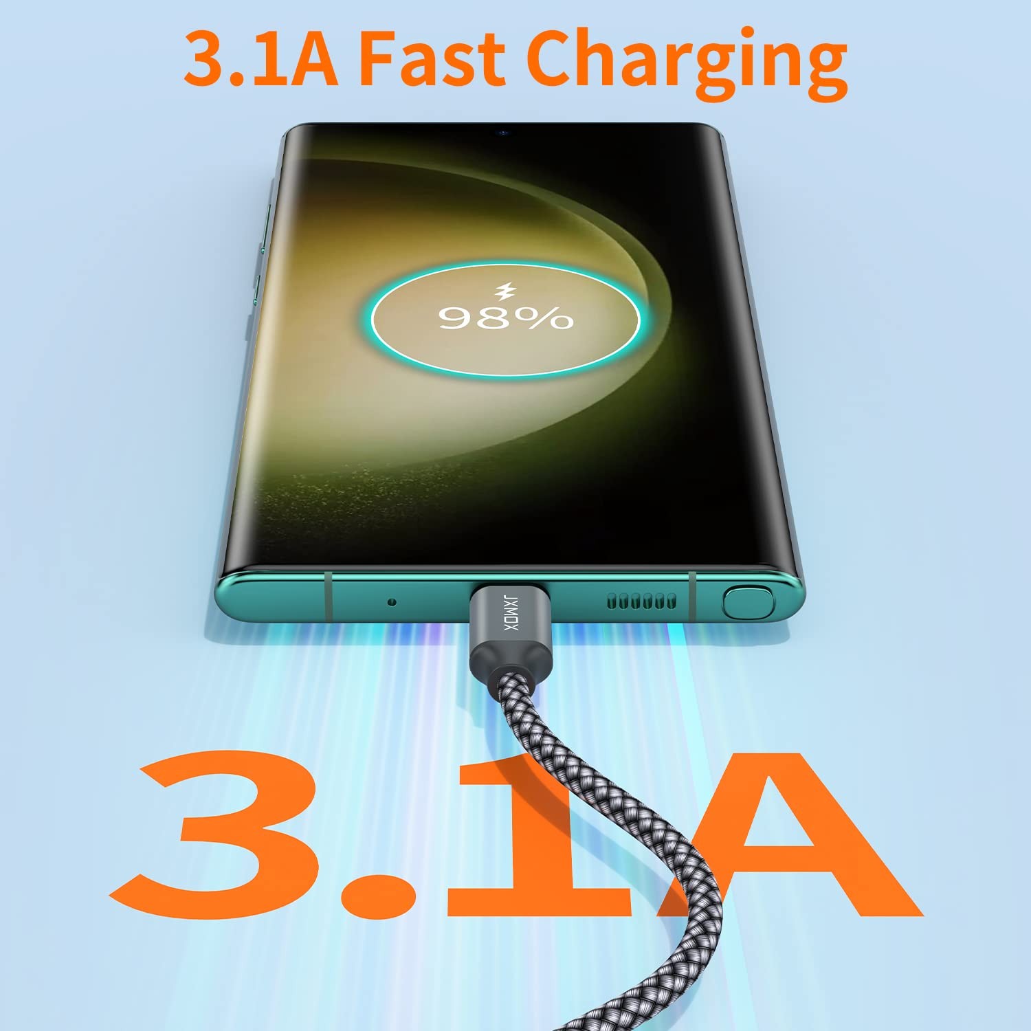 USB Type C Cable USB A to USB C 3A Fast Charging (3.3ft 2 Pack) Braided Charge
