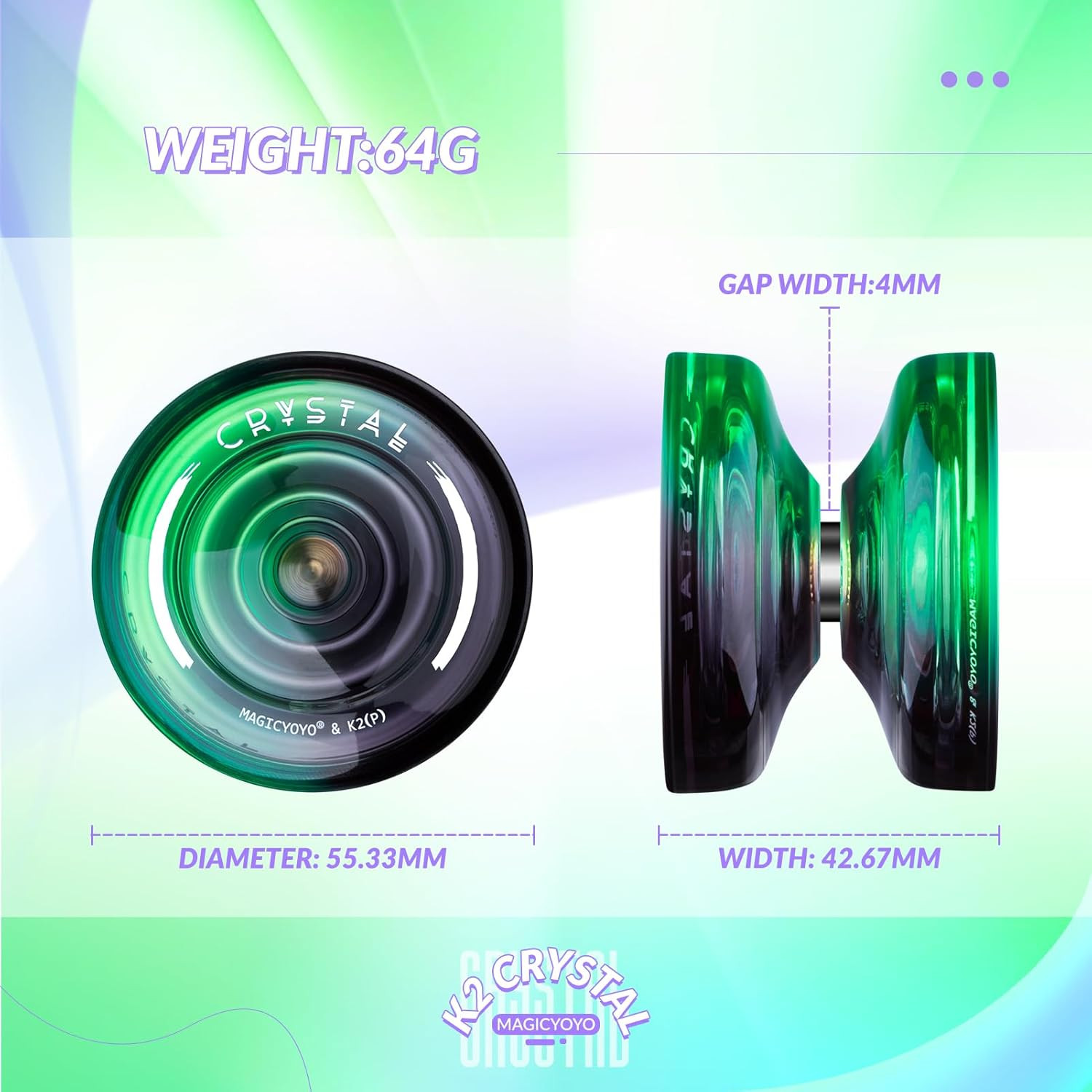 Yoyo K2 Crystal - Professional Responsive Yoyo for Kids Beginners, Dual Function