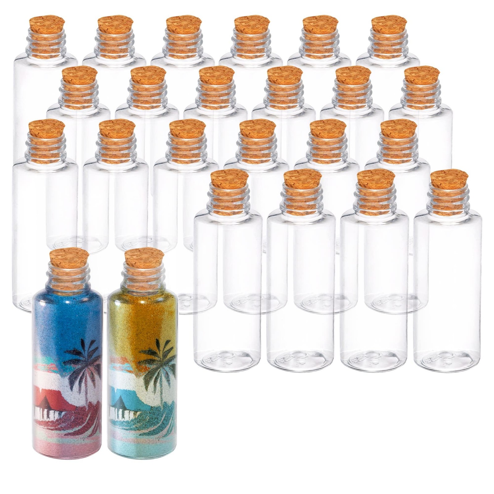 Srenta Plastic Sand Art Bottles with Cork Stoppers 2 Oz and Pack Of 24