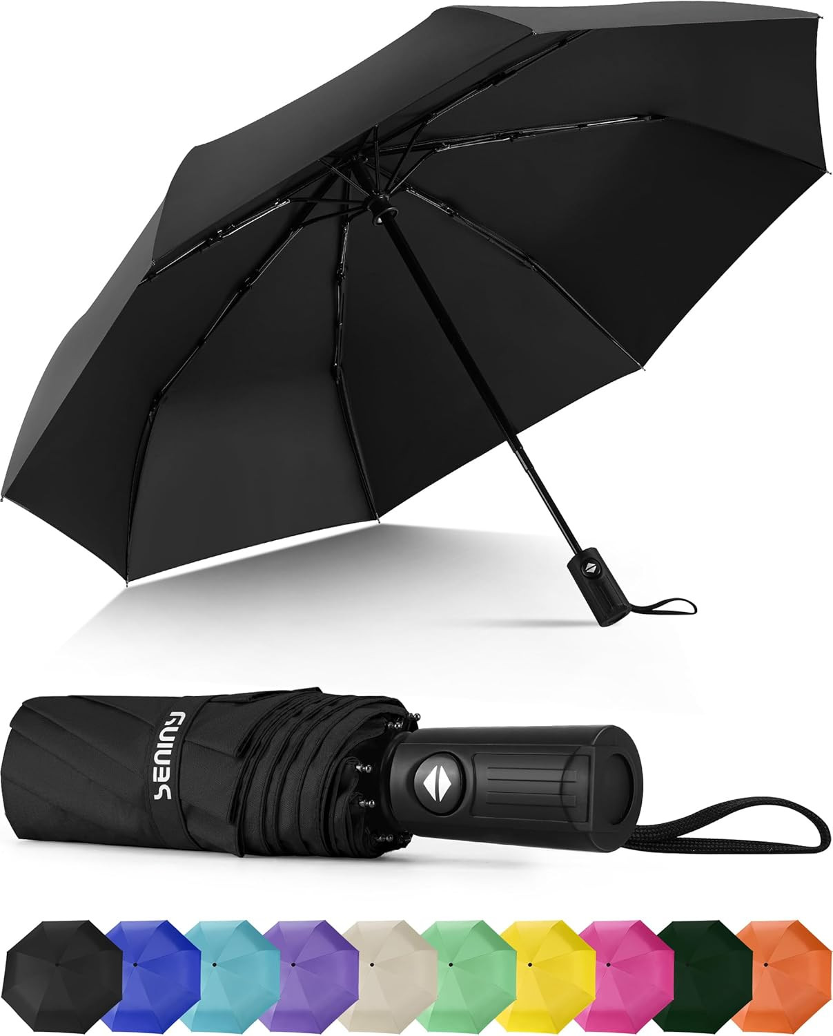 Windproof Travel Umbrella, Automatic Umbrellas for Rain, Portable & Compact Umbr