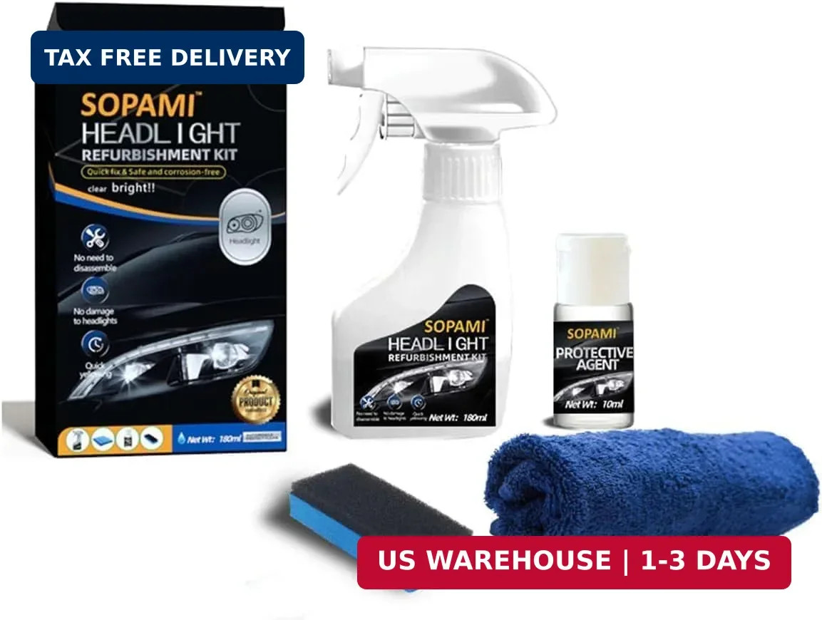 SOPAMI Car Headlight Restoration Kit, Automotive Headlight Cleaner Oxidized and