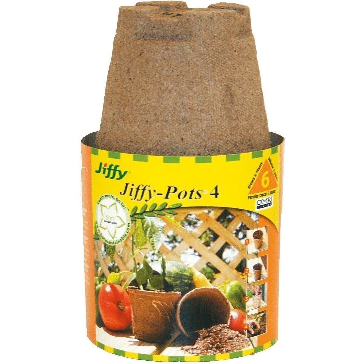 Jiffy 6Pk 4" Round Peat Pots