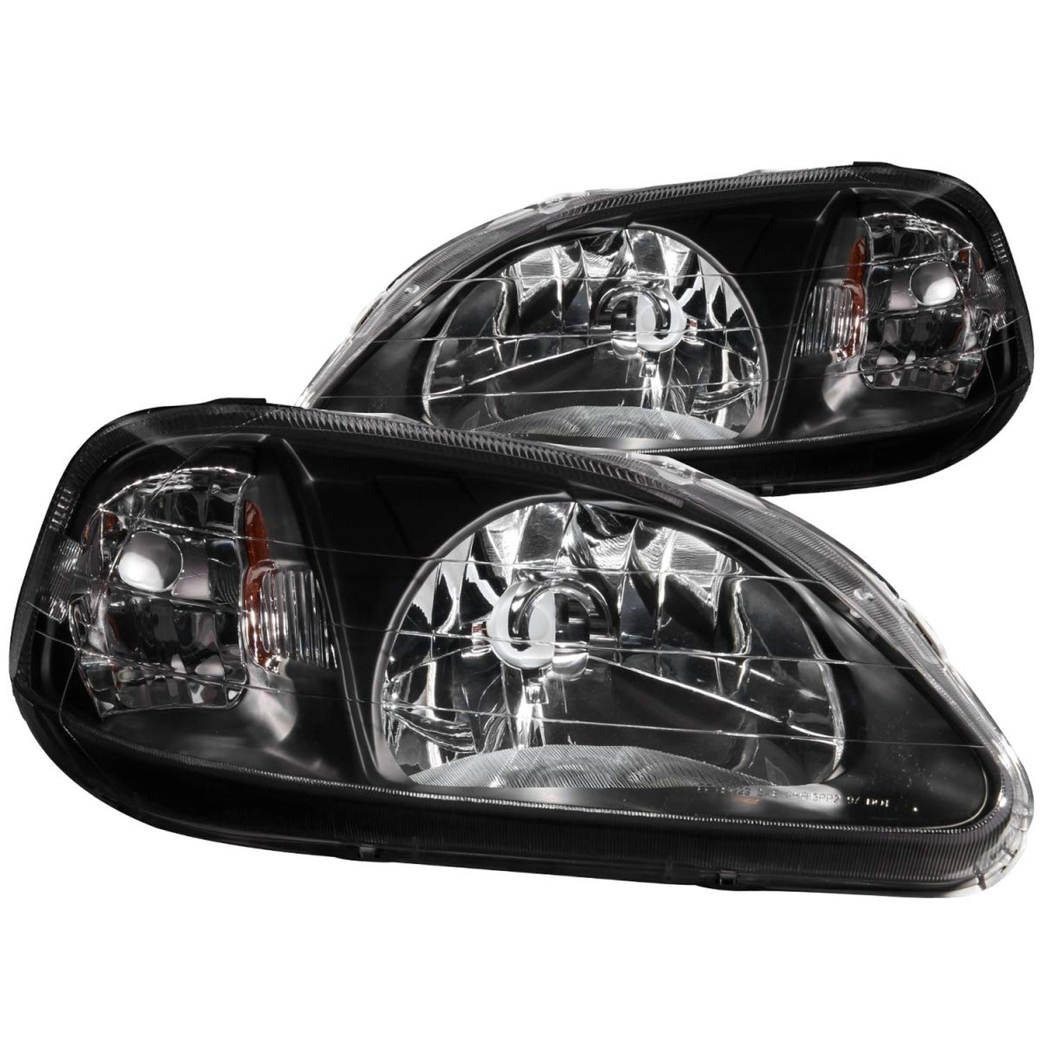 Anzo USA 121070 Honda Civic Crystal Black Headlight Assembly - (Sold in Pairs)
