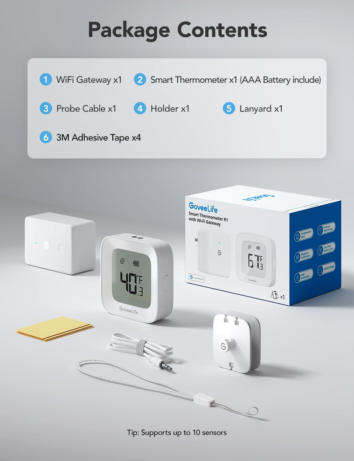 Wifi Refrigerator Thermometer with Alarm, Wireless Digital Freezer Temperature G
