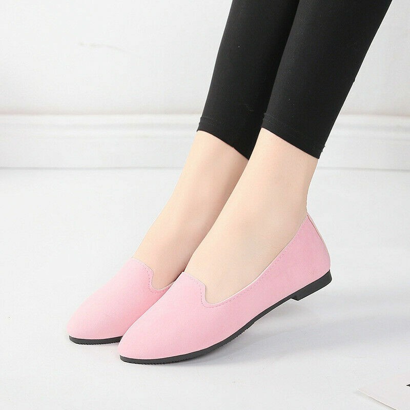 Casual Womens Daily Ballet Flats Comfy Suede Ballerina Shoes Slip On Loafers New