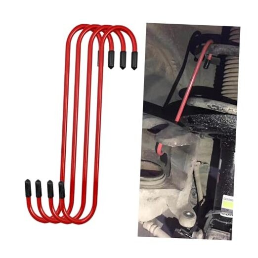 Car Brake Caliper Hooks, Vehicle Caliper Hangers with Rubber Caps, S 4PCS Red
