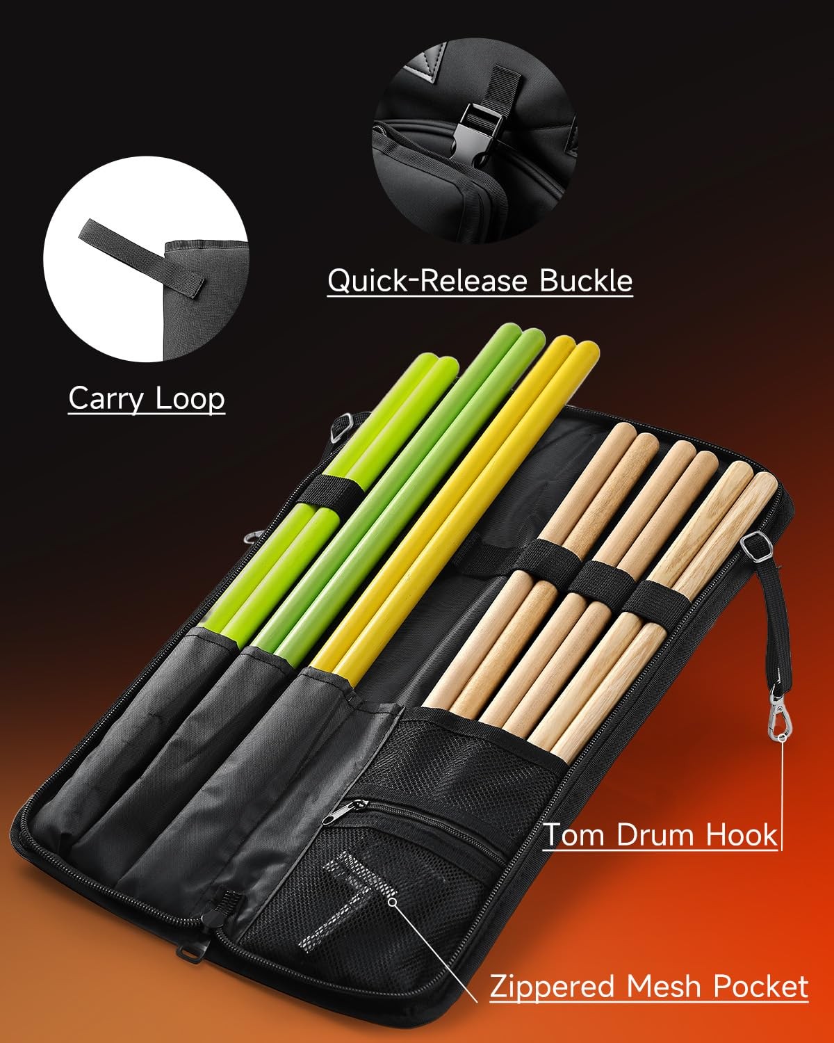 Donner Cymbal Bag with Drumstick Bag, Backpack Large, Black