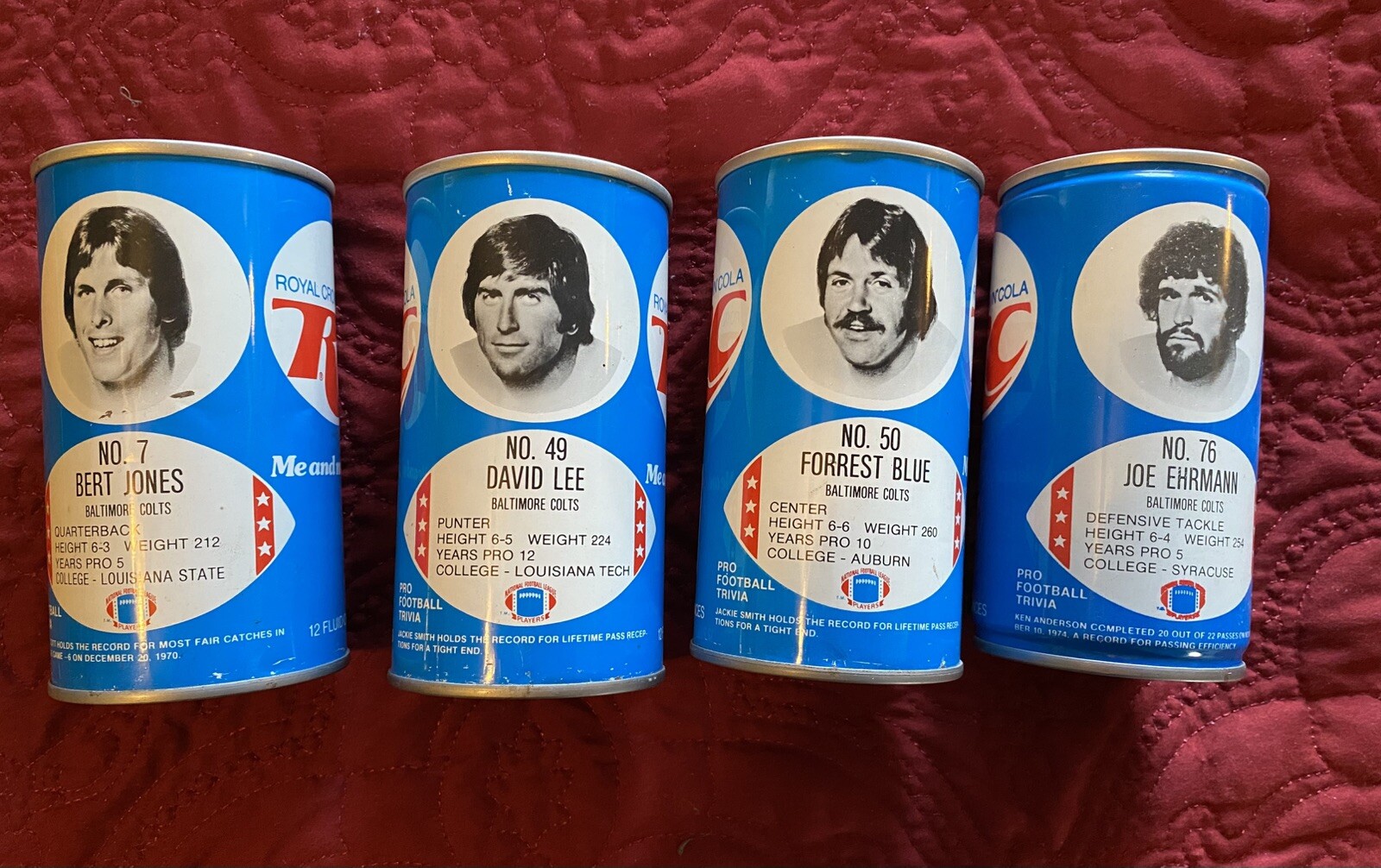 Vintage 1977 RC Soda Pop Cans Baltimore Football Players (sold individually)