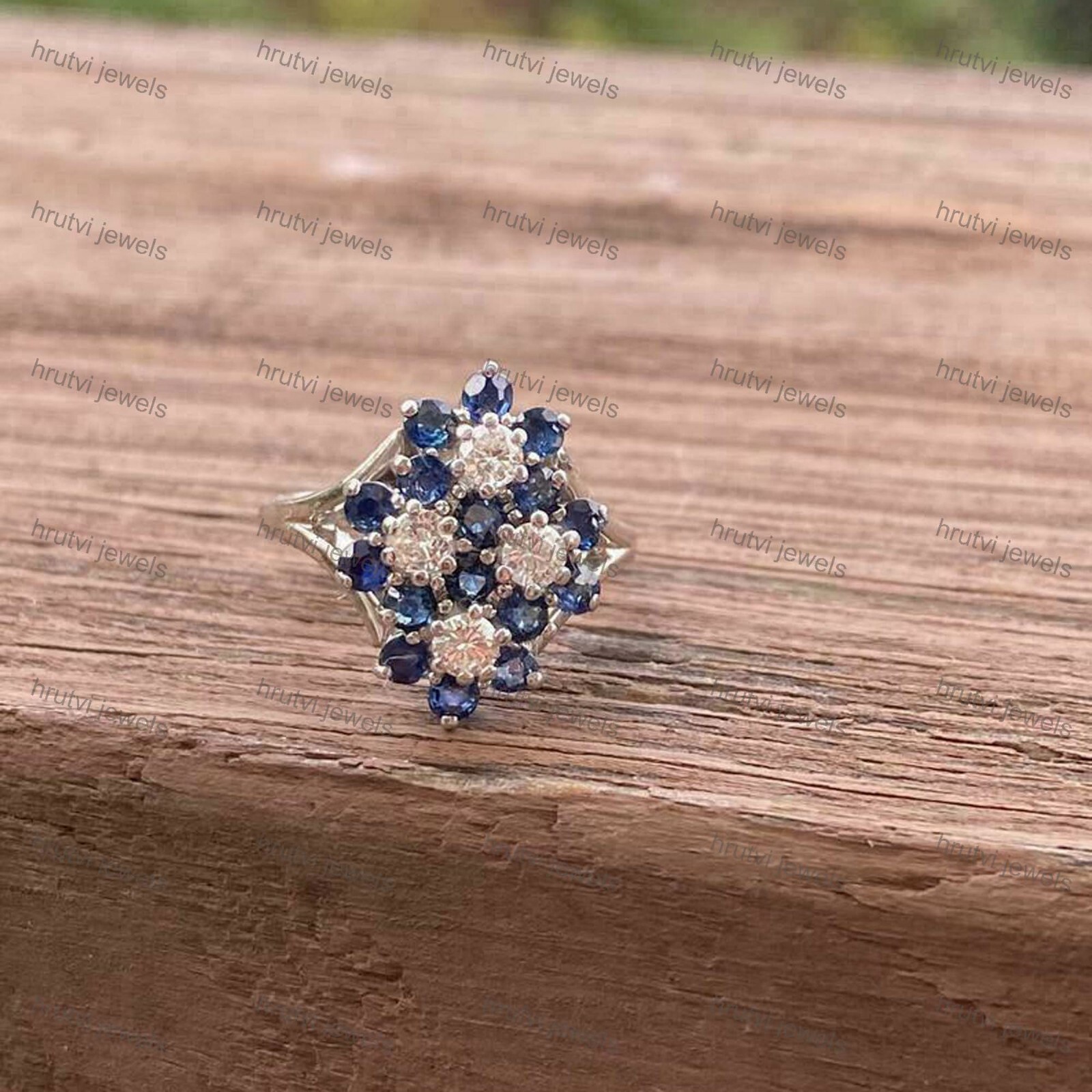 Split Shank Engagement Simulated Sapphire Ring White Gold Plated Silver 2.30 Ct