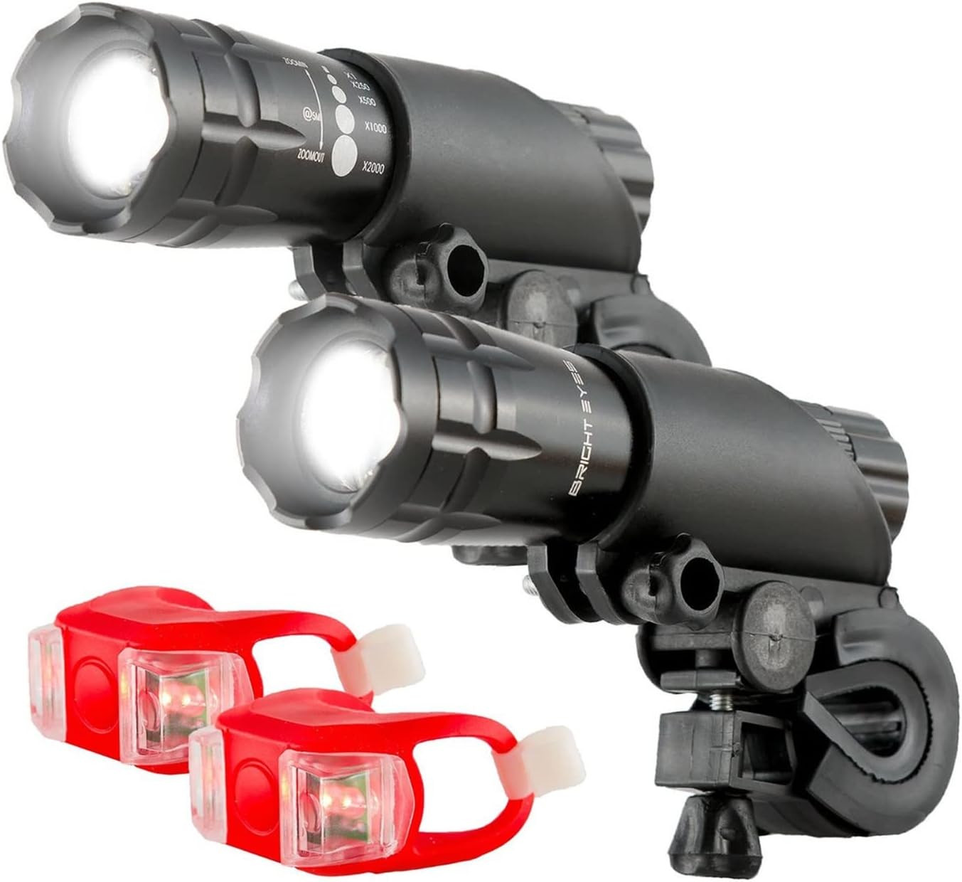 - 2-Pack Aircraft Aluminium Waterproof 300 Lumen LED Bike Light Set (Headlight,