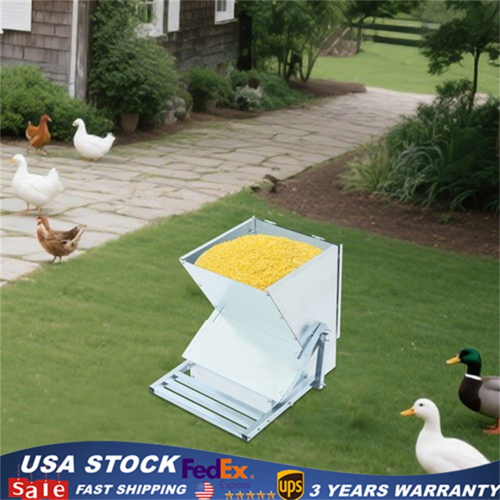 Steel Automatic Chicken Feeder Poultry Auto Treadle Large Capacity 11lbs Feeder