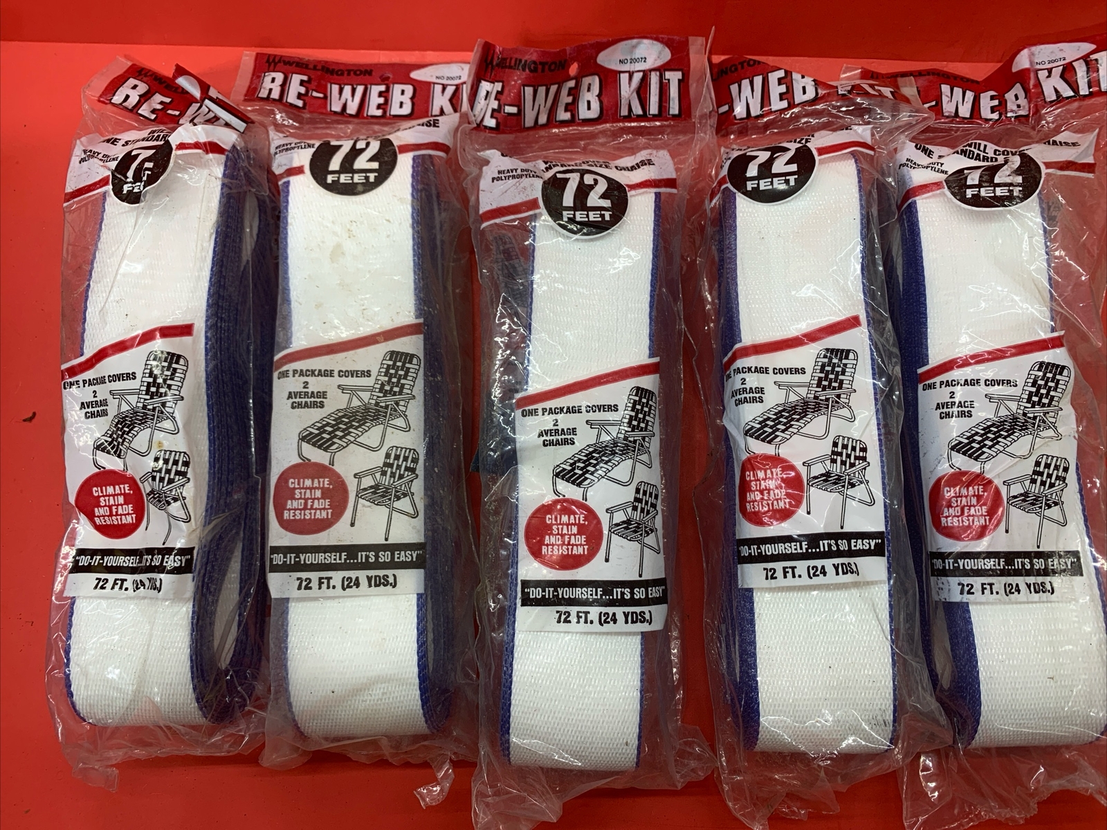 New Package Wellington Lawn Chair Re-Web Kit 72 Feet White Dark Blue Lot Of 5