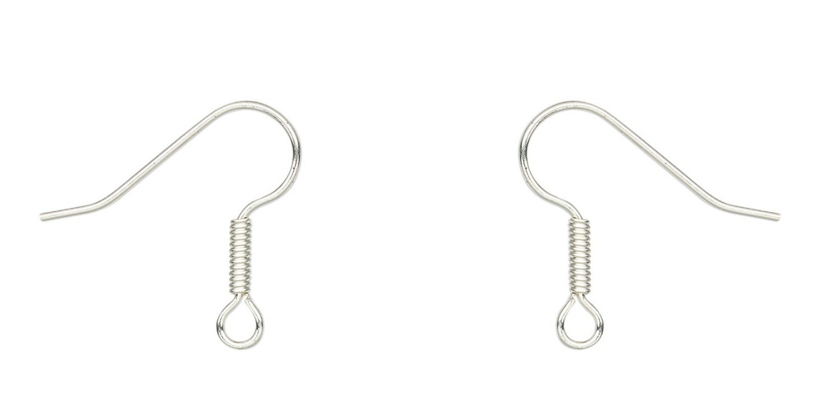 50 Silver Plated STAINLESS Steel Ear Wires French Hook w/ Long Coil ~ 25 Pairs