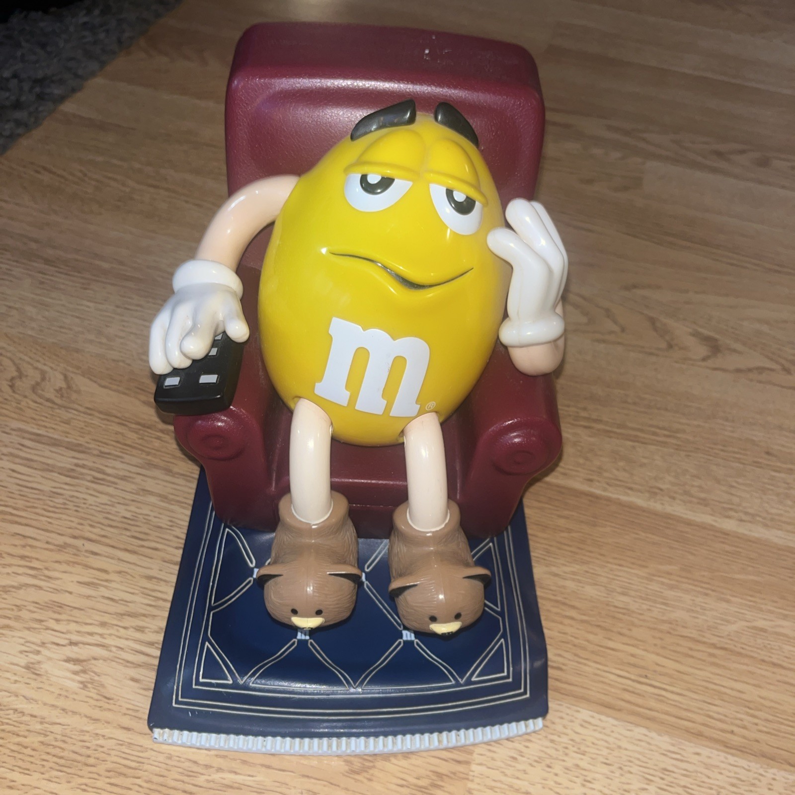 Vintage M&M Candy Dispenser Yellow w/Teddy Bear Slippers & Remote  Collectible