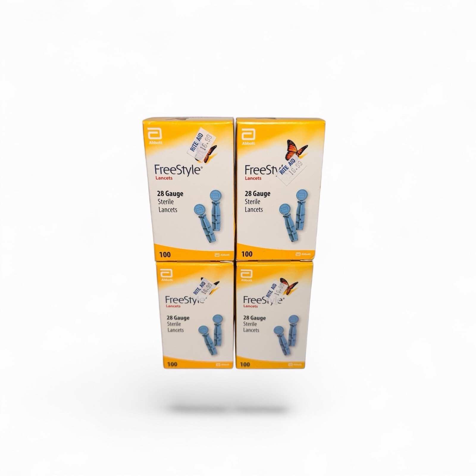 Lot of 4 Freestyle 28 Gauge Sterile Lancets Box of 100 count 400 Total Exp. 2029