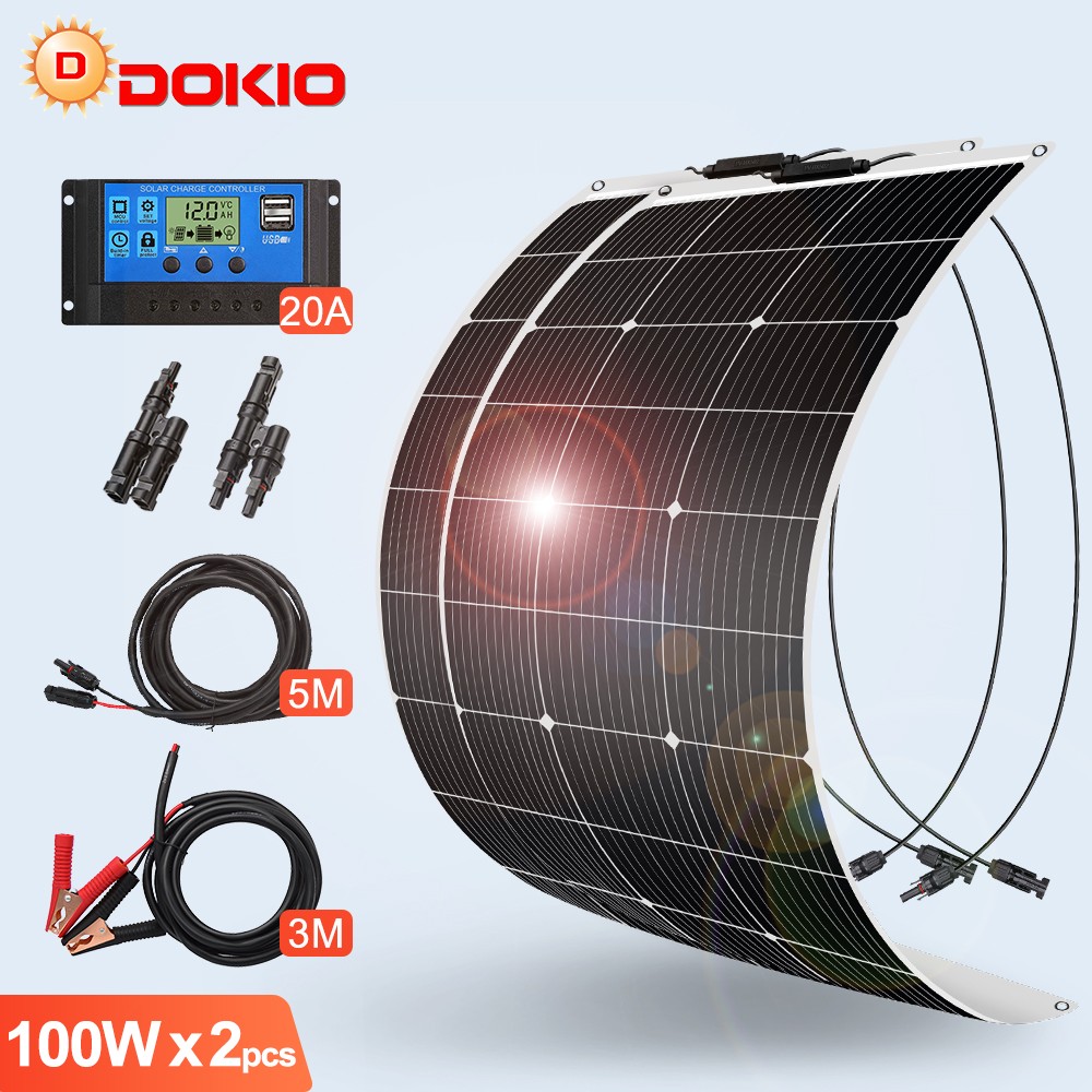 High-Efficiency 200W Flexible Solar Panel for RV,Tent,Boat,Off-Grid Solar Power