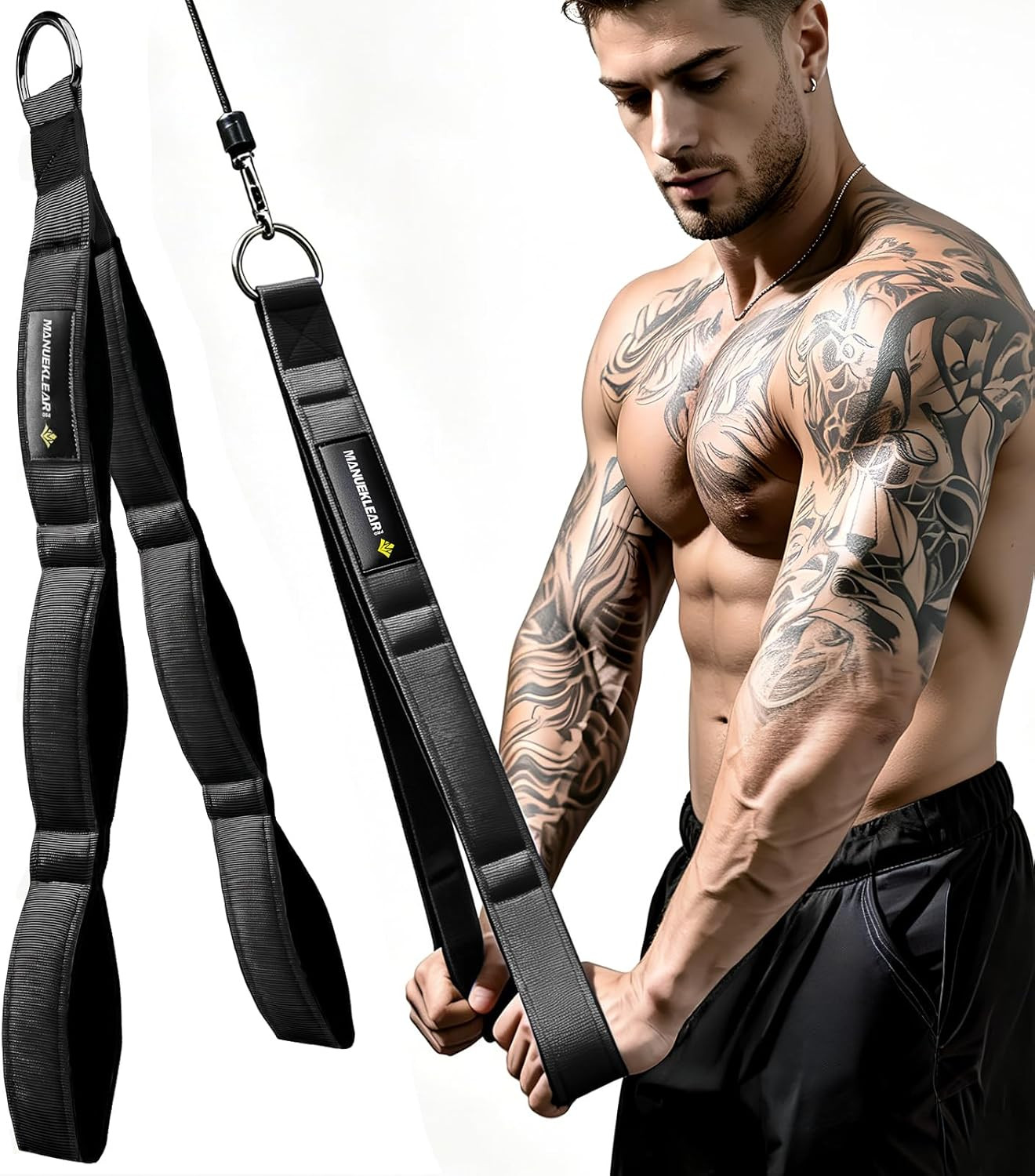 MANUEKLEAR 3 Grip Lengths  1 Tricep Rope Cable Attachment with Ergonomic Handles