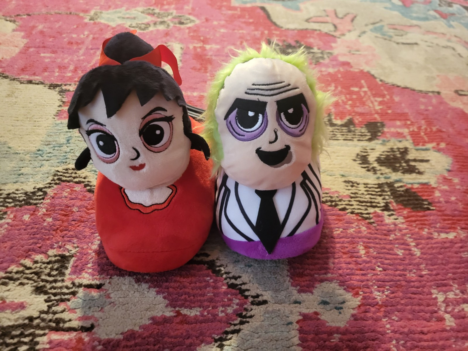 NEW NWT Beetlejuice Ground Up plush womens novelty slippers 9 10 purple red