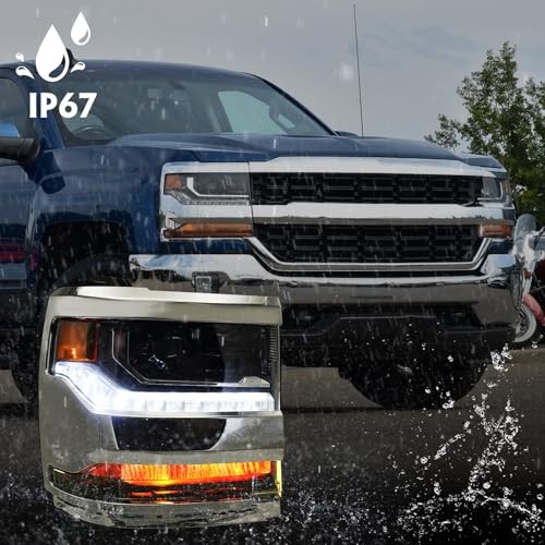 Headlight Assembly Compatible with Chevy Right Passenger Side Chrome Housing