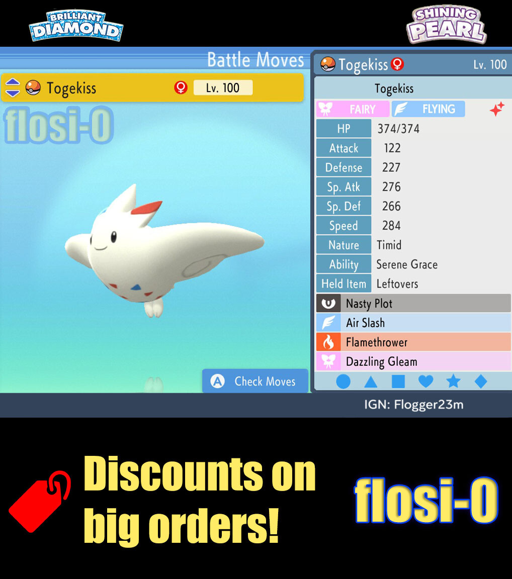 6IV Shiny Togekiss Pokemon Brilliant Diamond and Shining Pearl