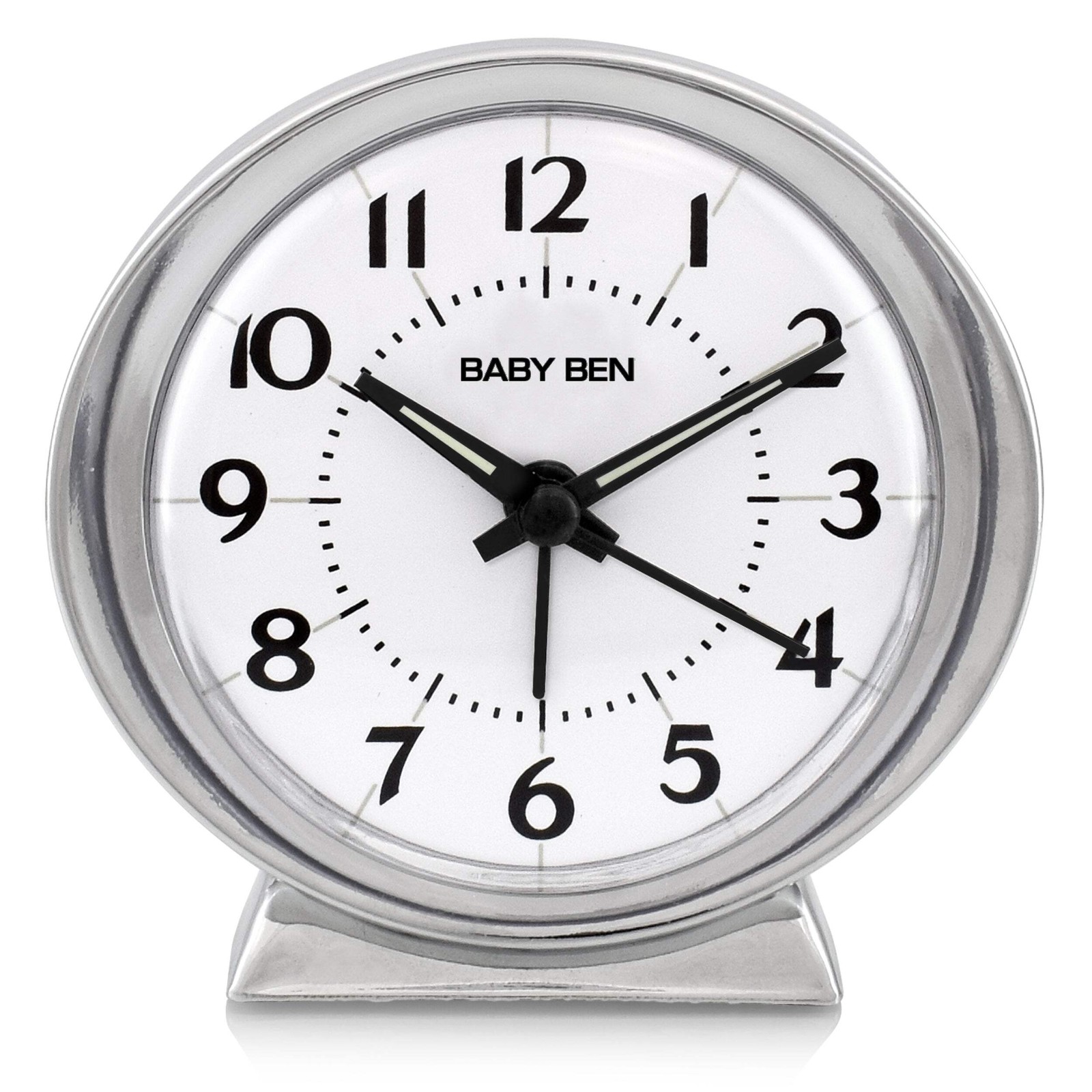 Baby Ben Iconic Alarm Clock, Loud Beeping Alarm, Chrome Finish Metal Case, Easy