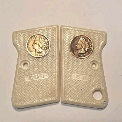 Astra Cub 2000, Colt Jr. FIE A27, Pistol Grips Pearl Plastic With Indian Pennies