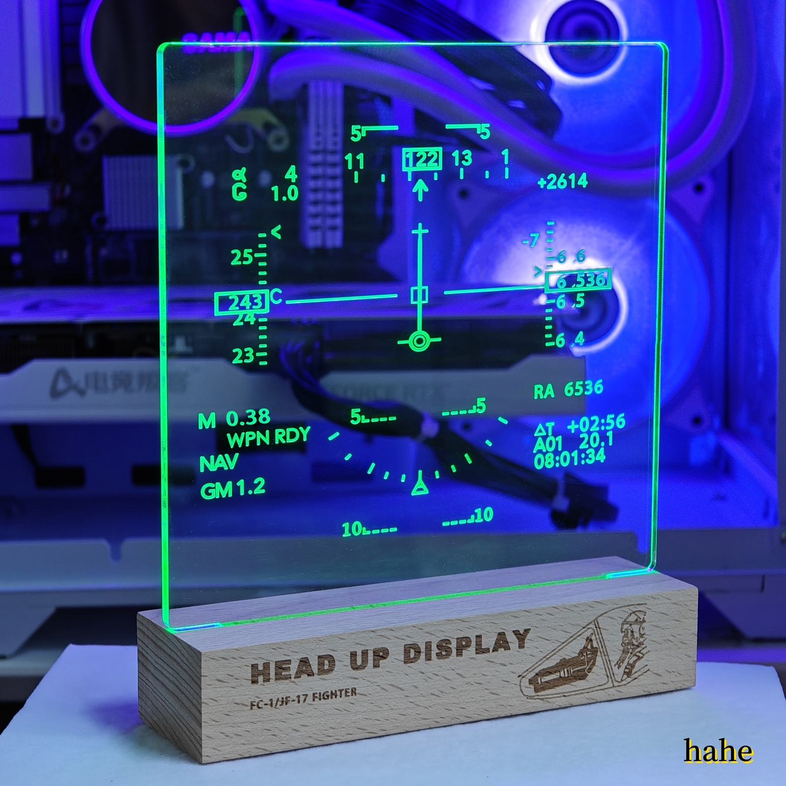 Fighter Jet HUD Diffractive Flat Display Table Lamp JF-17 Fighter Night Light