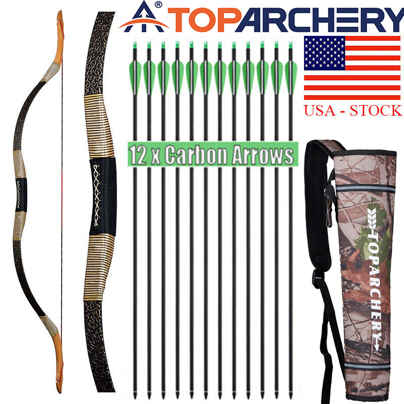 Archery Traditional LongBow Mongolian Recurve Bow HorseBow 12x ArrowArrows' Bag