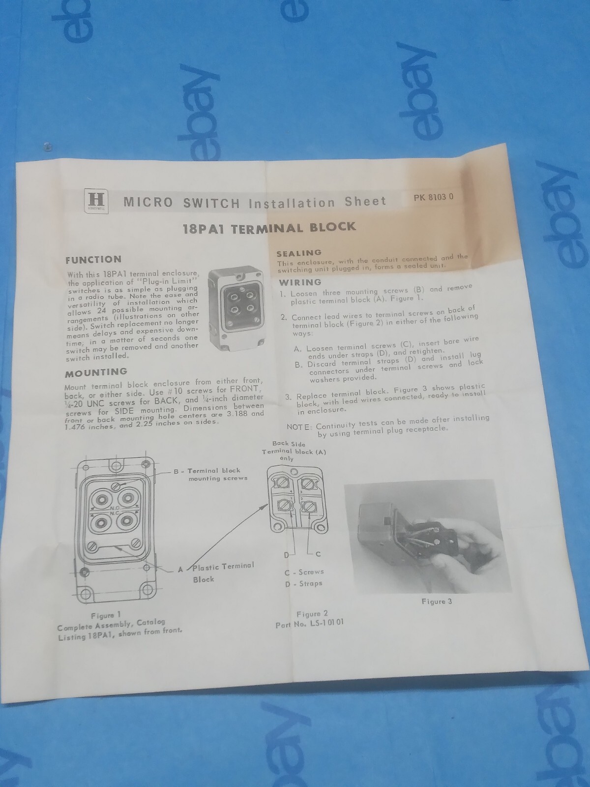 Micro Switch Honeywell 18PA1 - NOS