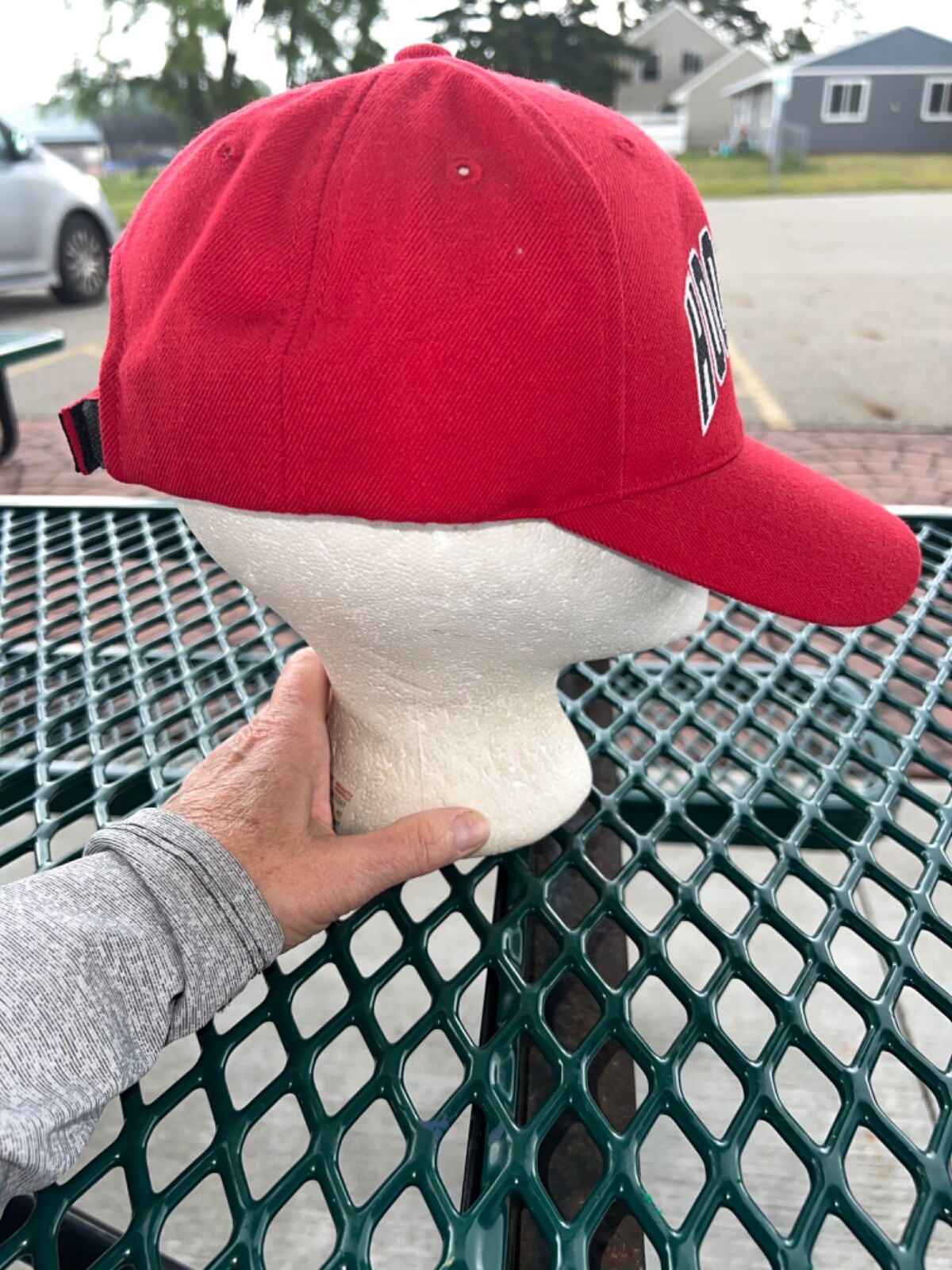 Indiana University Hoosiers Red with white Black Accents Hat Cap Hook Loop EUC