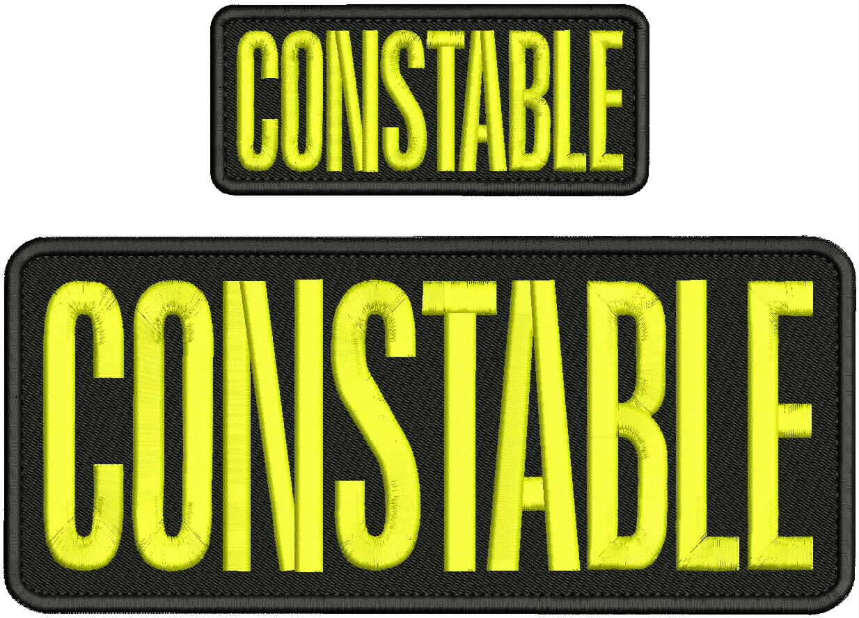 CONSTABLE EMB PATCH 4X10 & 2X5 HOOK ON BACK BLK/YELLOW