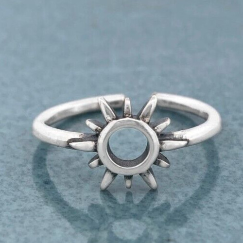 Solid Metal Attractive Women's Adjustable Sun Toe Ring White Gold Plated Silver
