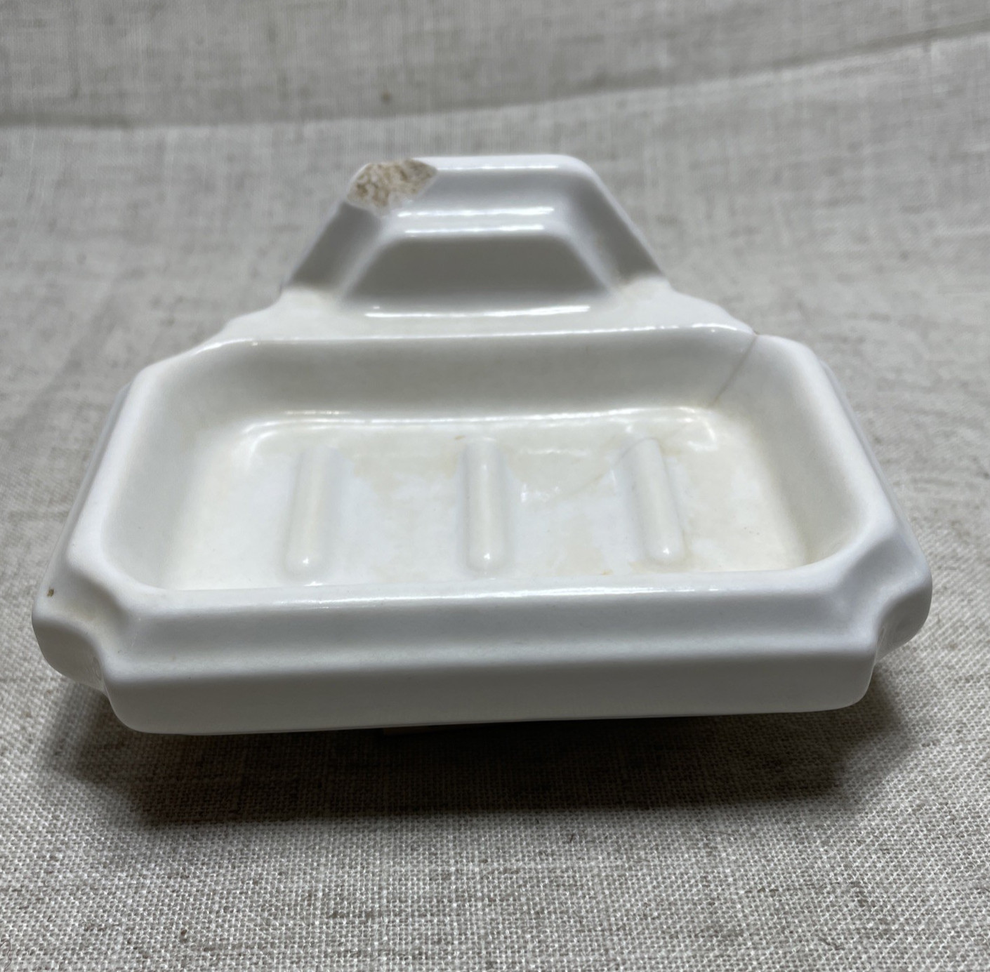 VTG Glossy White Porcelain Soap Dish Wall Mount Bathroom Vanity Decor 4 Inch