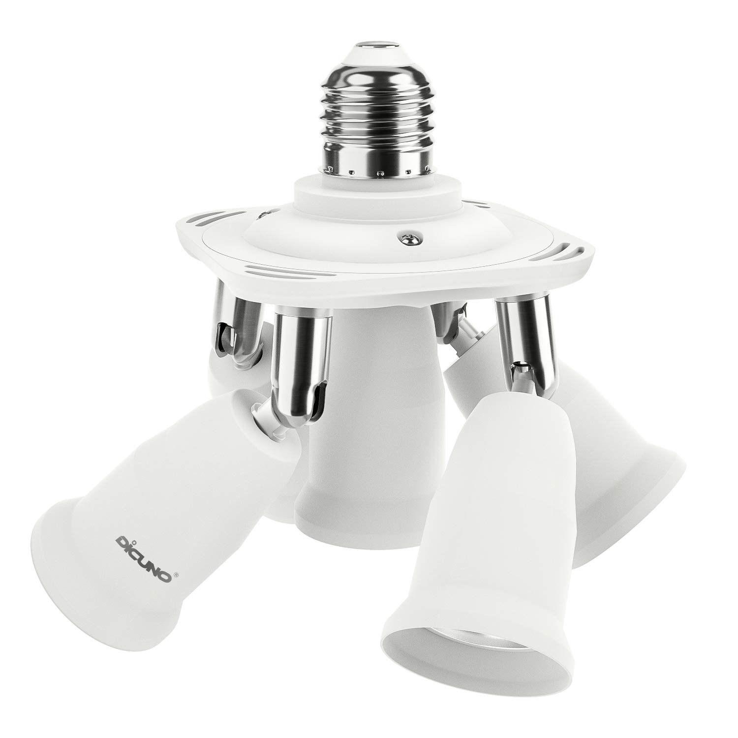 5 in 1 E26 Light Socket Splitter Adapter for LED Bulbs, Adjustable, 300W