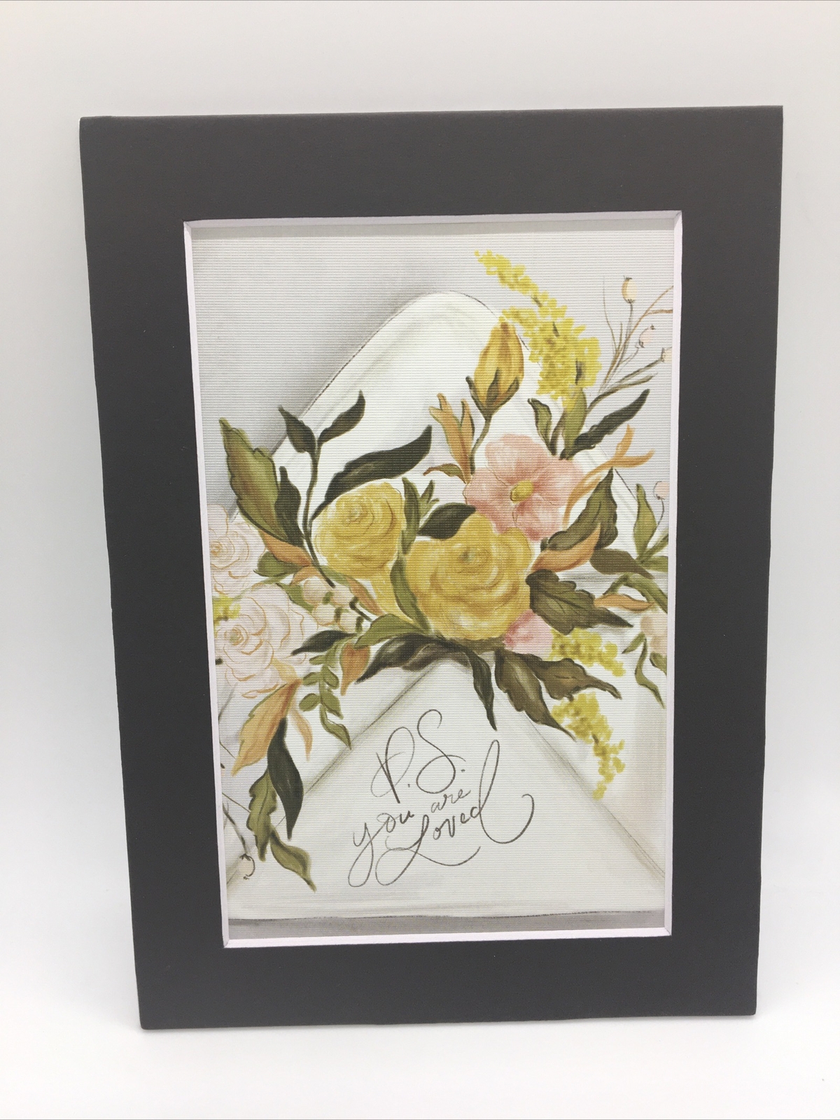 New Handmade 5x7 (Matted ) Floral Letter PS You Are Loved Note Free Ship 256