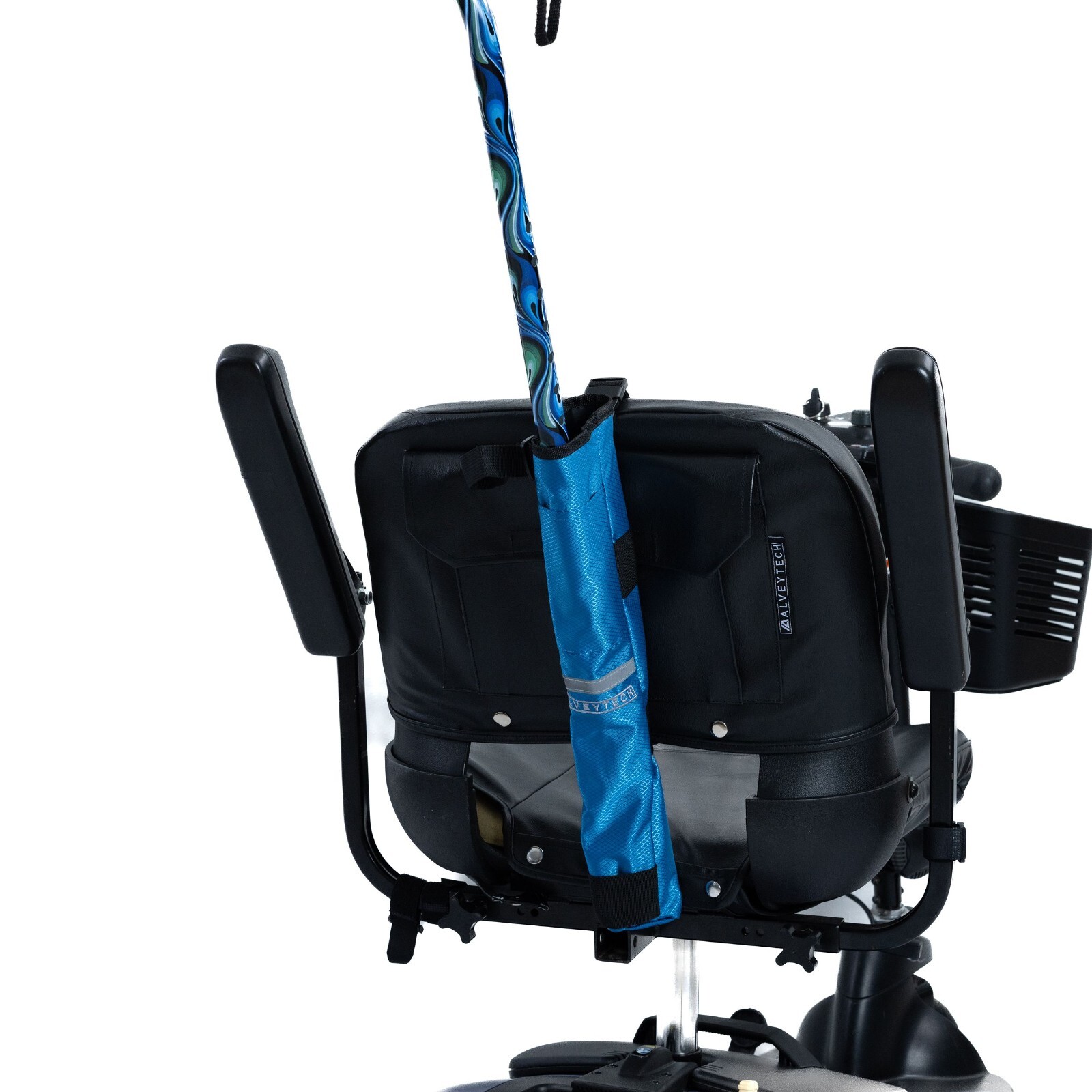 Universal Cane Holder for Mobility Scooters & Power Chairs - Blue