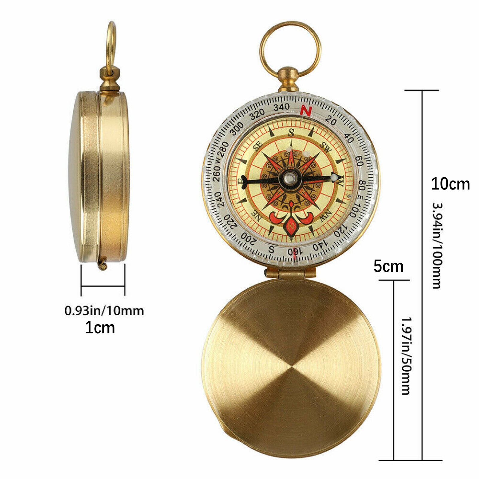 Pocket Brass Watch Style Military Army Luminous Compass Outdoor Camping Hiking
