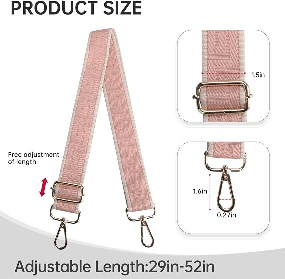 Purse Straps Replacement Crossbody Bag Strap for Purses Adjustable Pink Maze