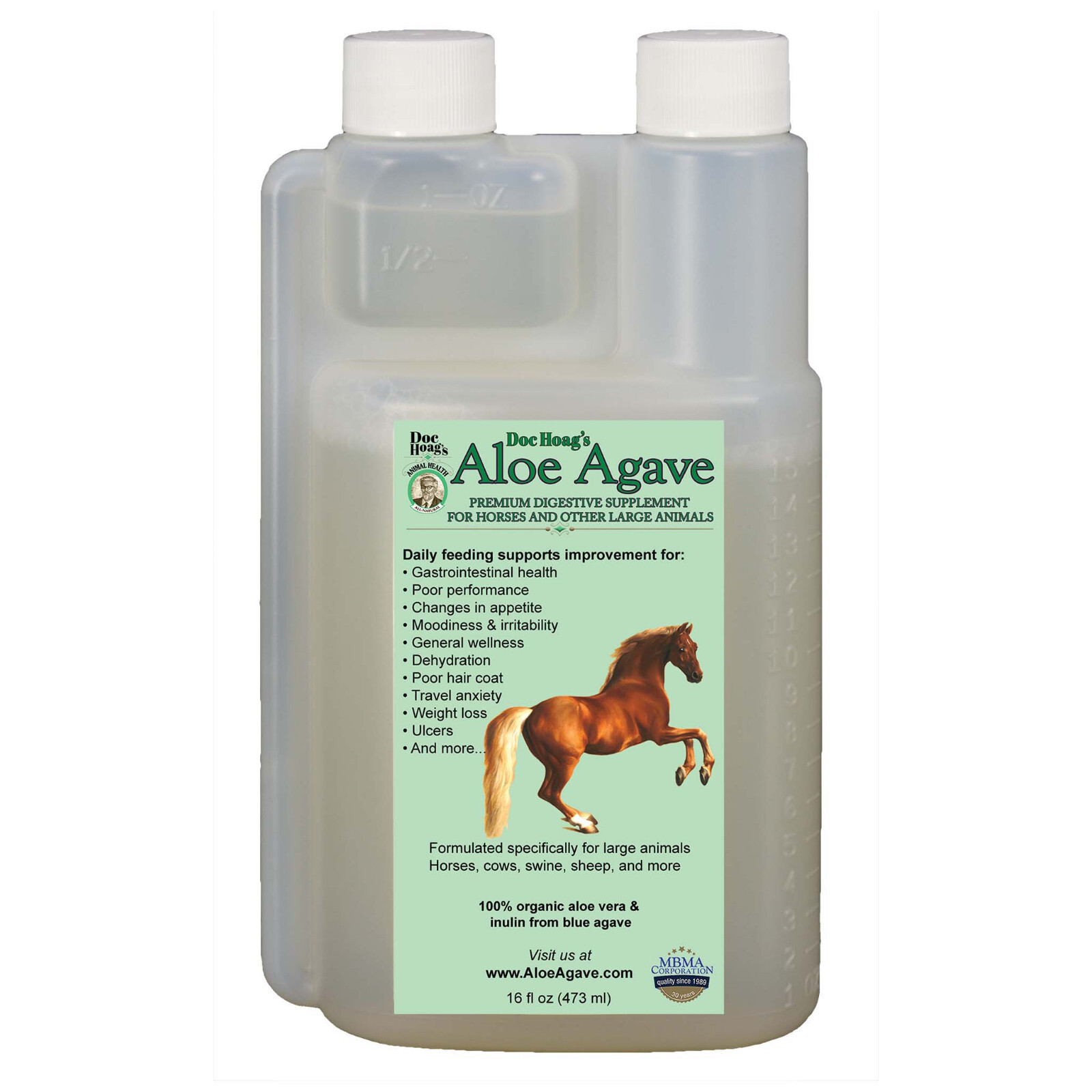 Doc Hoag’s Aloe Vera Agave Premium Horse Supplement for Equine Gut Health