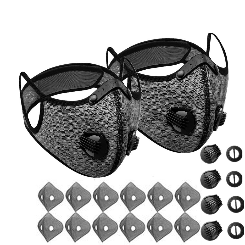 Breathable Carbon Filter Face Mask with Valve, 2 Pack – Sports & Outdoor Use