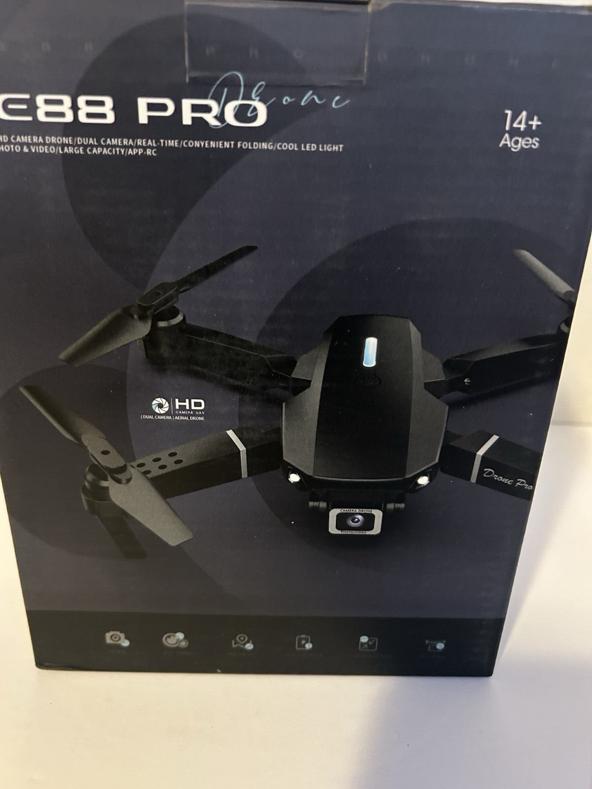 E88 Pro Dual Camera Foldable Quadcopter Drone HD App Control Black