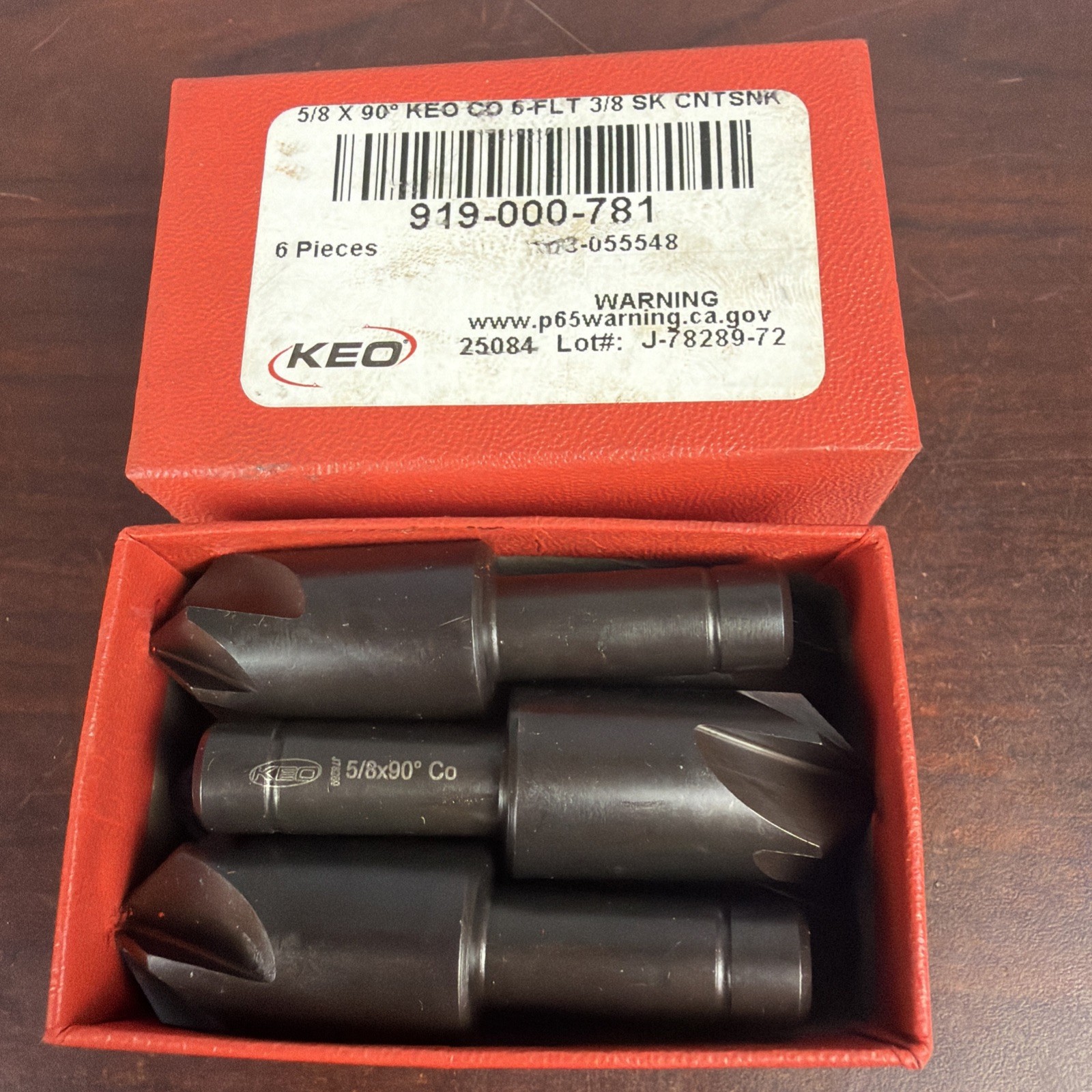 Keo 919-000-781 Countersink, 6 Fl, 90 Deg, 5/8, Cobalt 3/8 Shank