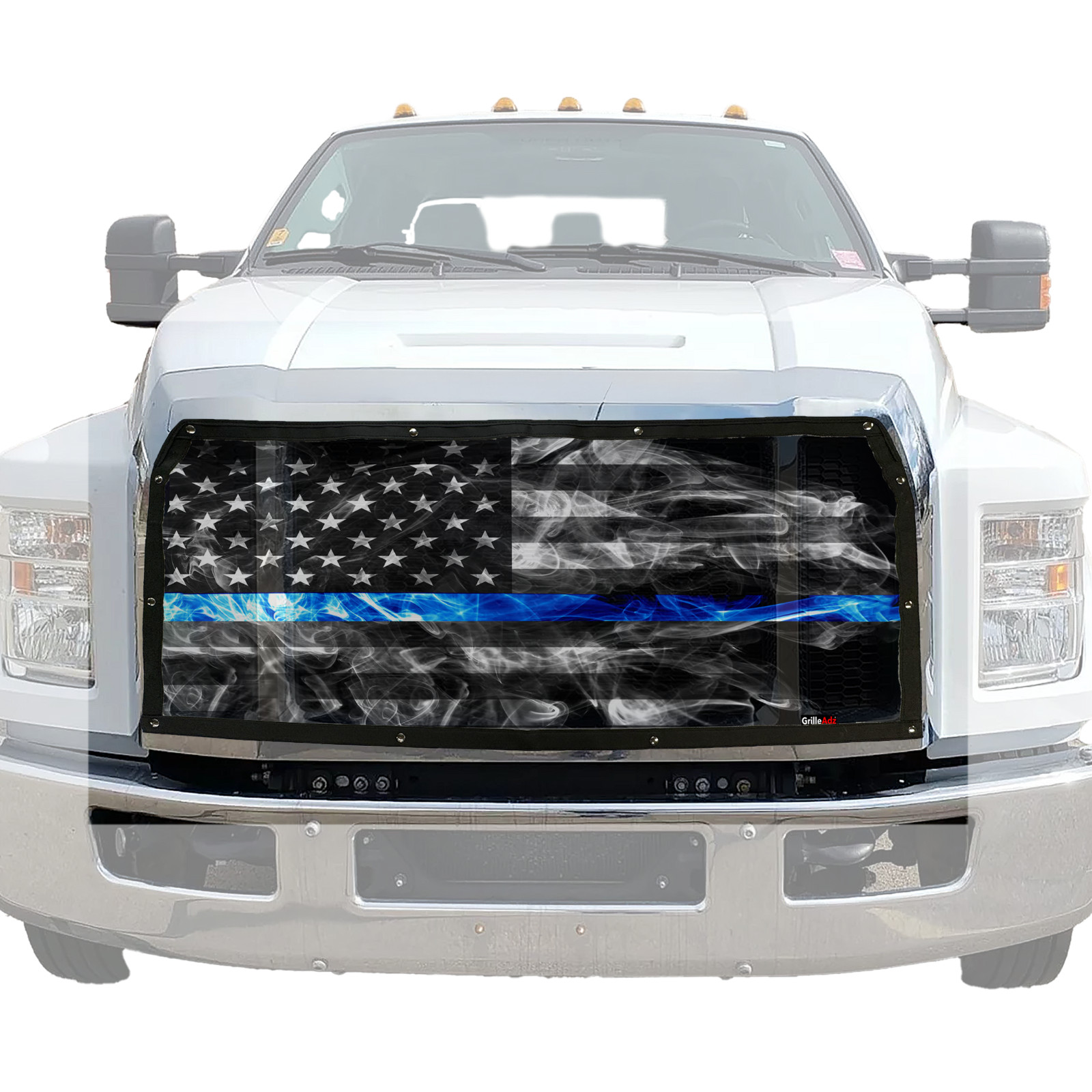 GrilleAdz Thin Blue Line USA Bugscreen for 2016-2025 Ford F-650 & F-750 (1625)