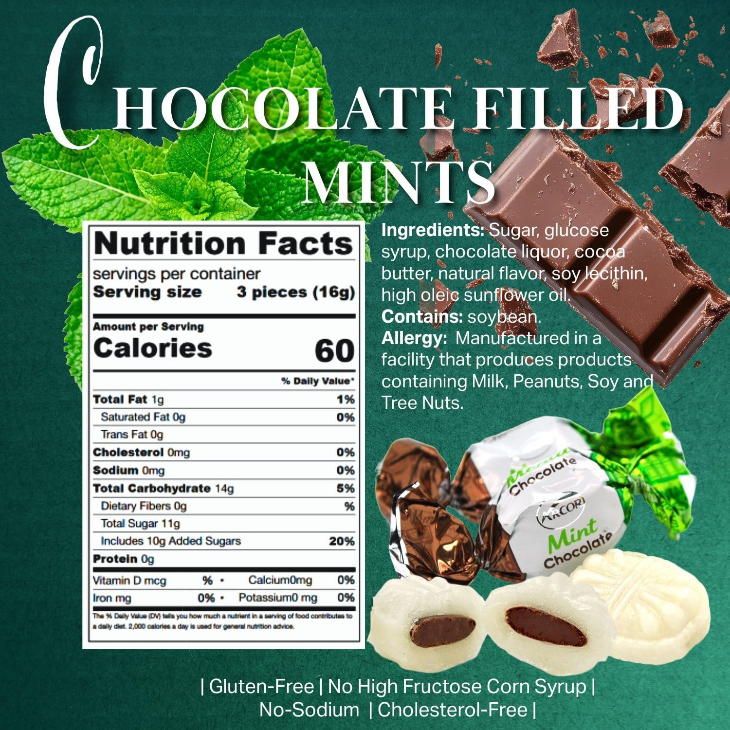Chocolate Filled Mints Hard Candy Individually Wrapped Bulk 2 lb